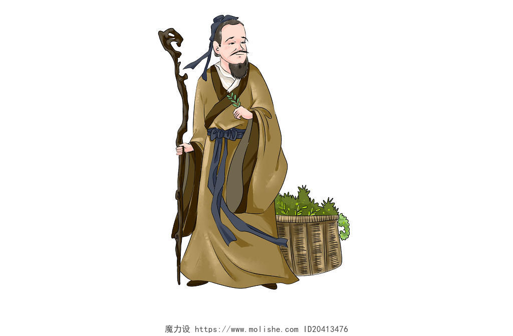 水墨古风人物中医古风中国风医师节古人原创插画人物素材